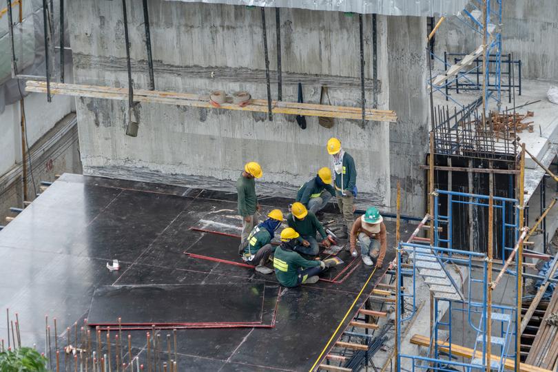 A smooth concrete slab ready for construction