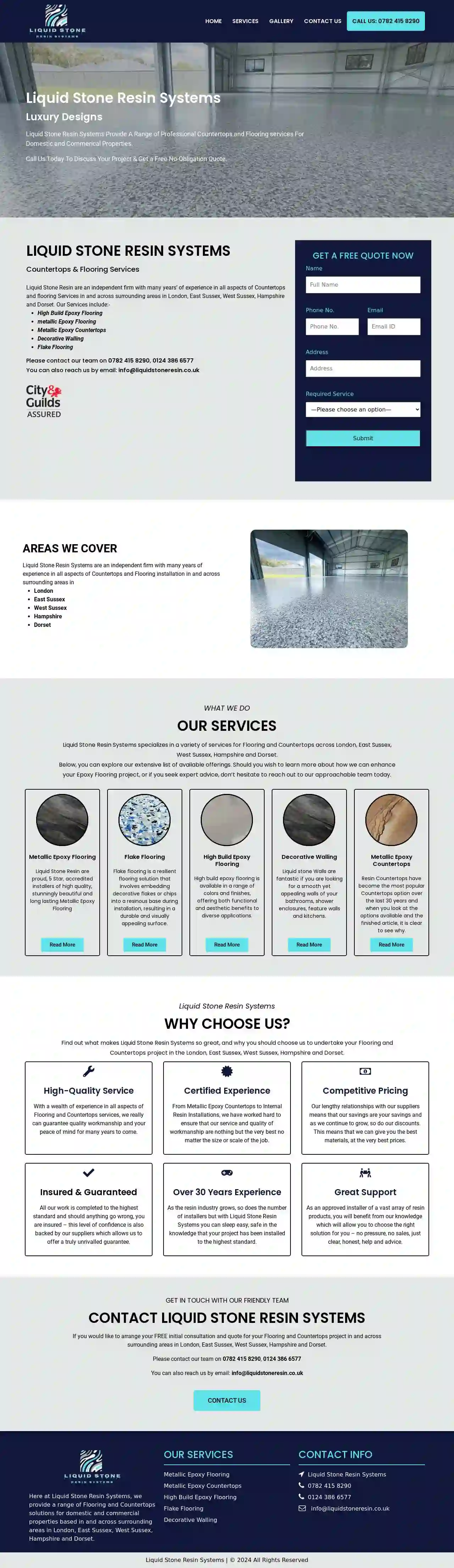 Liquid stone resin systems