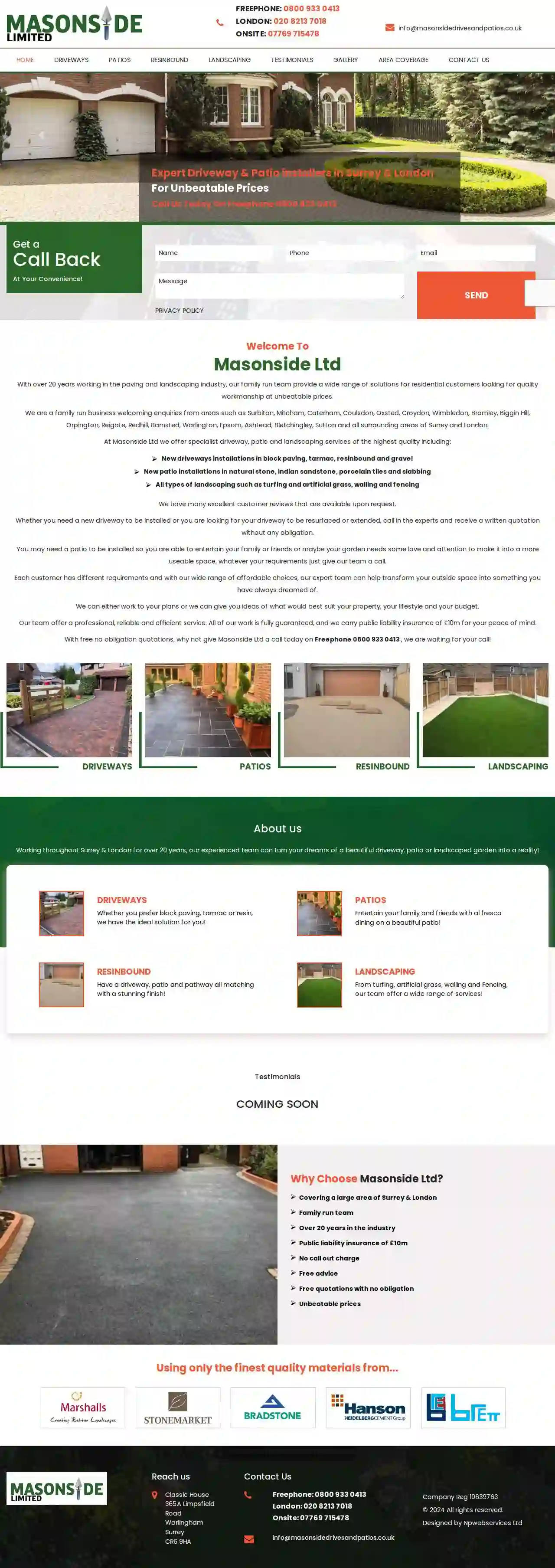 Masonside Limited - Driveway and Patio Contractors