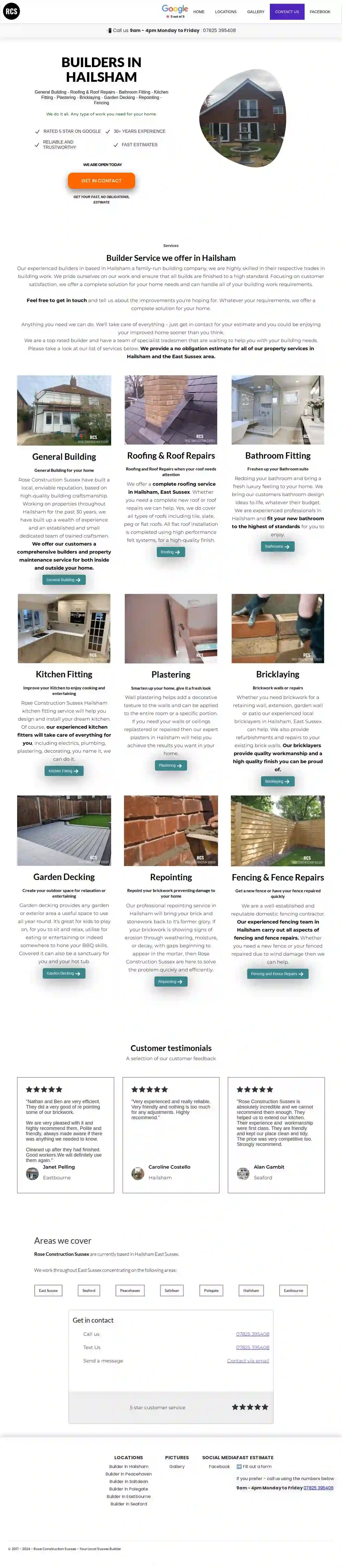 Rose Construction Sussex Local Builder In Hailsham and surrounding area