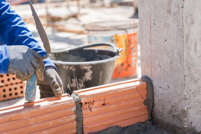 A concrete pump being used on a construction site