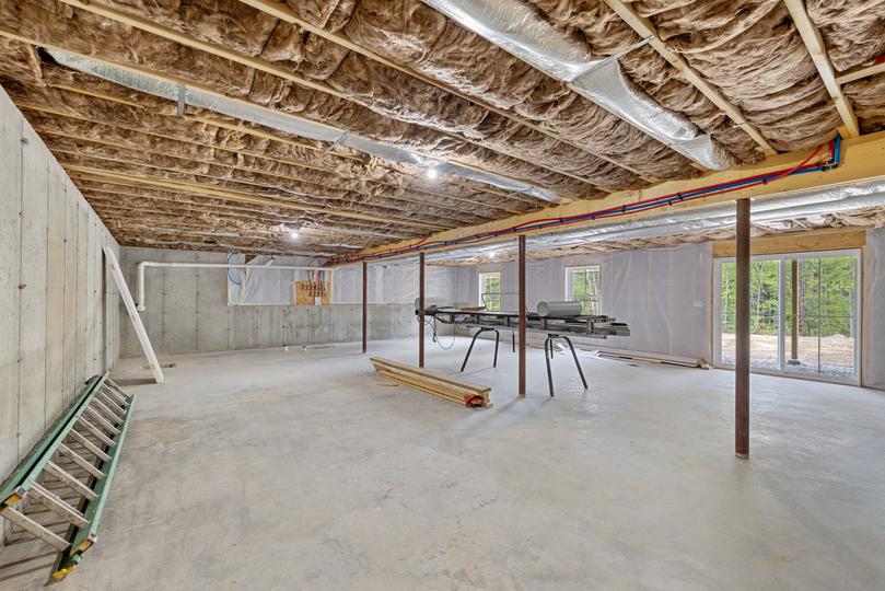 A concrete basement under construction