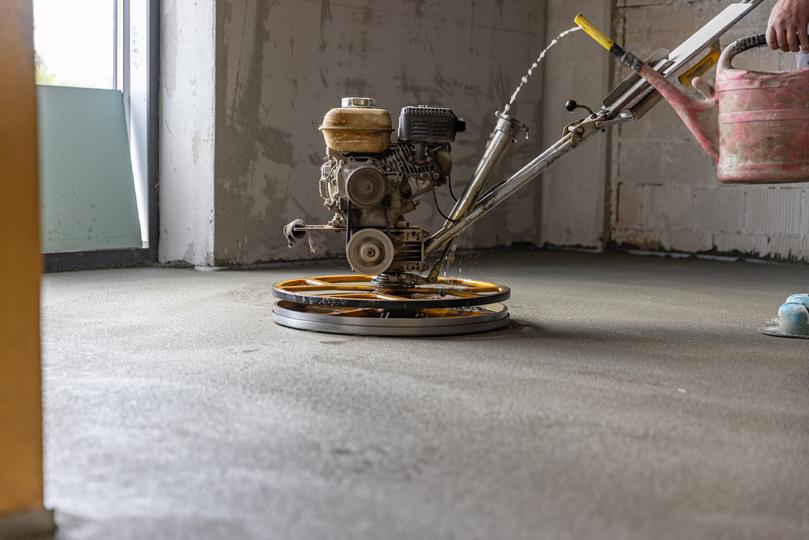 A polished concrete floor in a modern living space