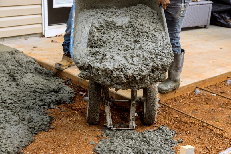 Domestic concrete being used to create a patio